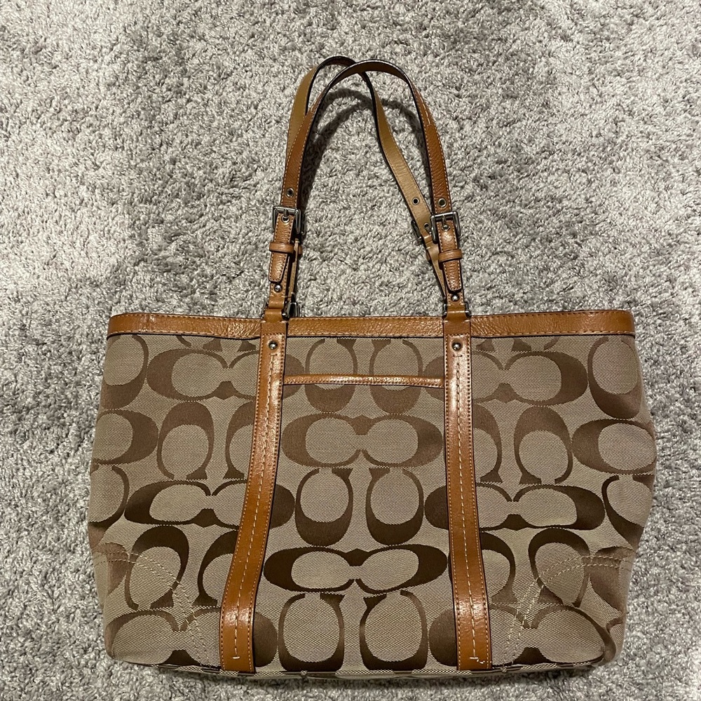Coach Signature Tote Bag - EUC - Brown and Tan